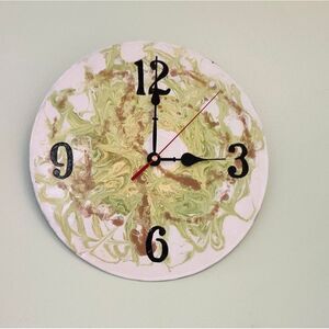 Hand Crafted Abstract Hanging Wall Clock Analog  Vinyl Record Fluid Art Decor